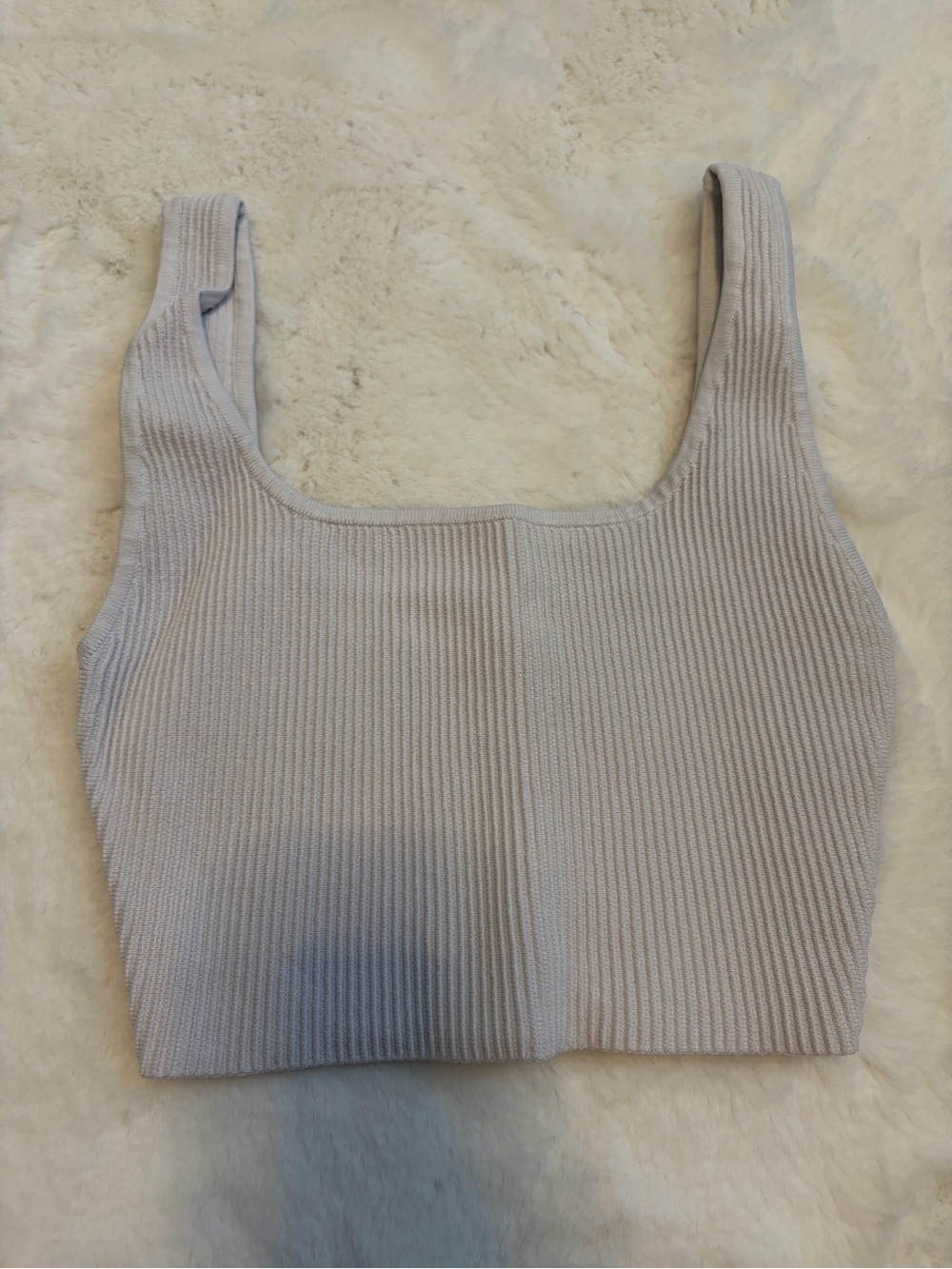 ARITZIA BABATON Ribbed Square-Neck Crop Tank Top - white